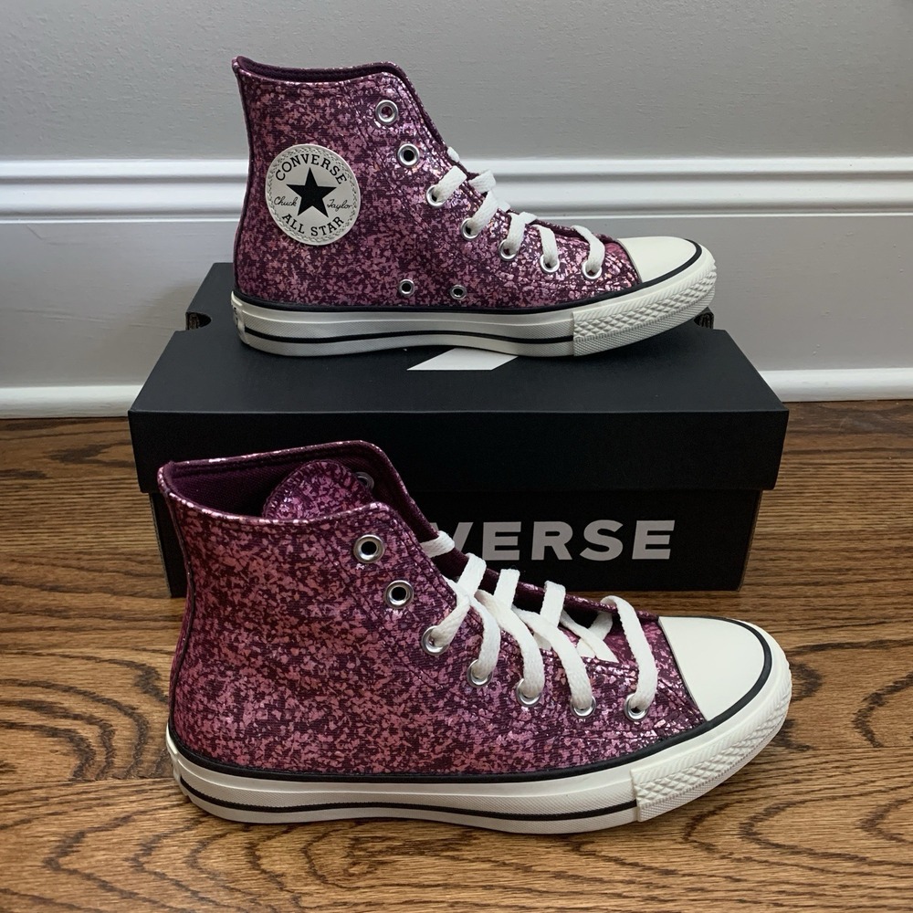 Converse Chuck Taylor All Star Hi Orchid Abyss Women's Glitter Shoes Size 7